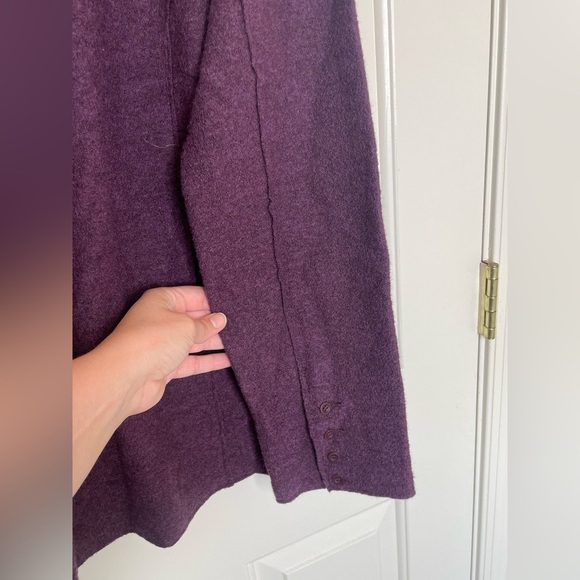 Eileen Fisher plum lightweight boiled wool notch collar jacket | L - Picture 11 of 14